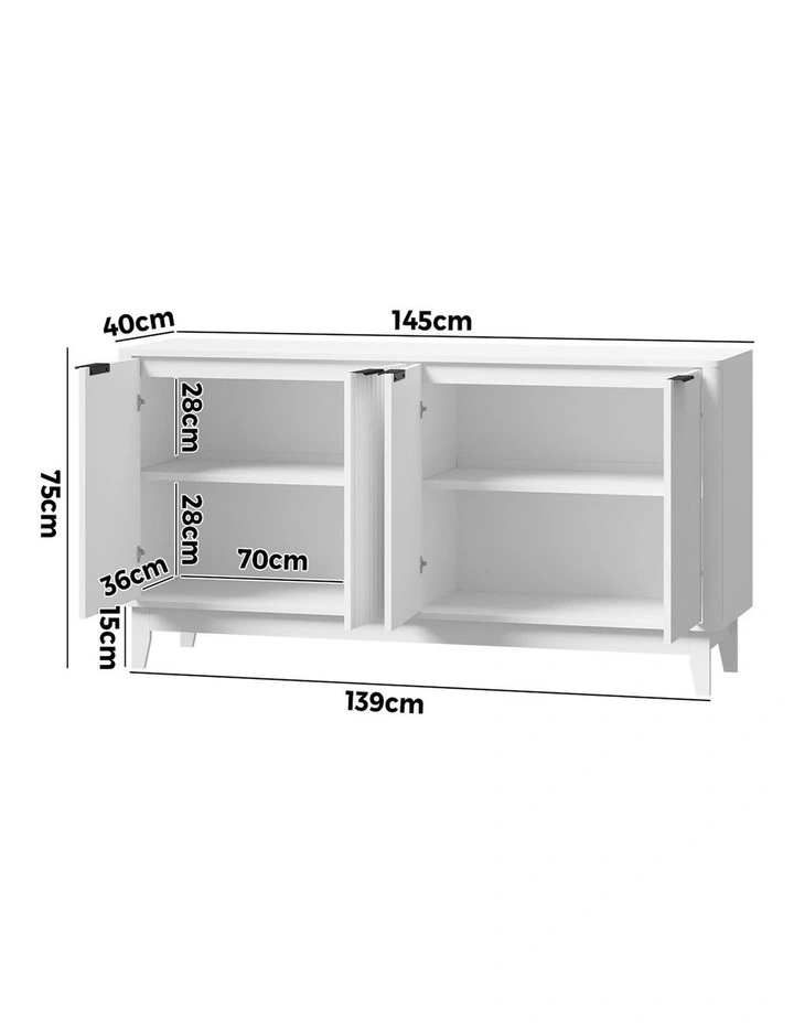 Oikiture Buffet Sideboard Storage Cabinet Hallway Table White image 3