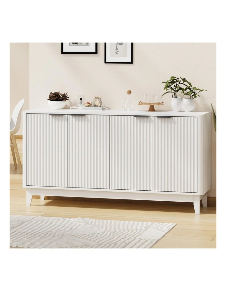 Oikiture Buffet Sideboard Storage Cabinet Hallway Table White image 4