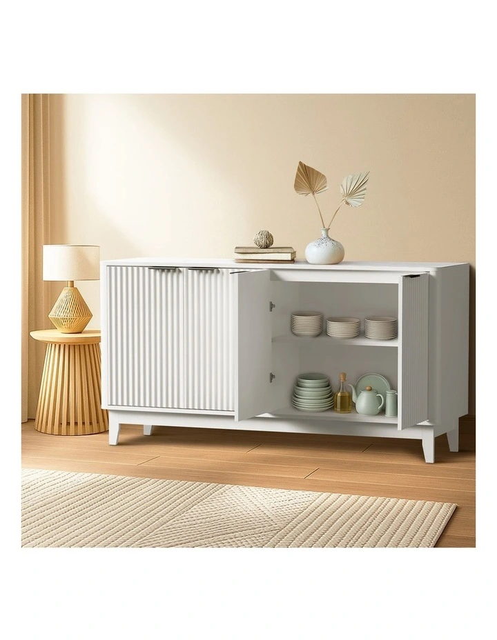 Oikiture Buffet Sideboard Storage Cabinet Hallway Table White image 5