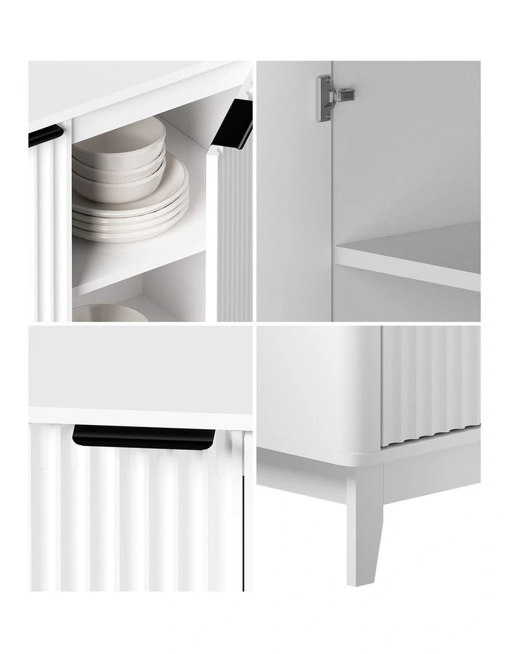 Oikiture Buffet Sideboard Storage Cabinet Hallway Table White image 6