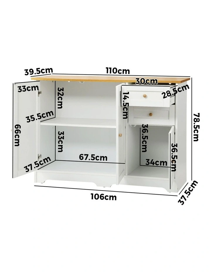 Oikiture Sideboard Buffet Storage Cabinet White image 3