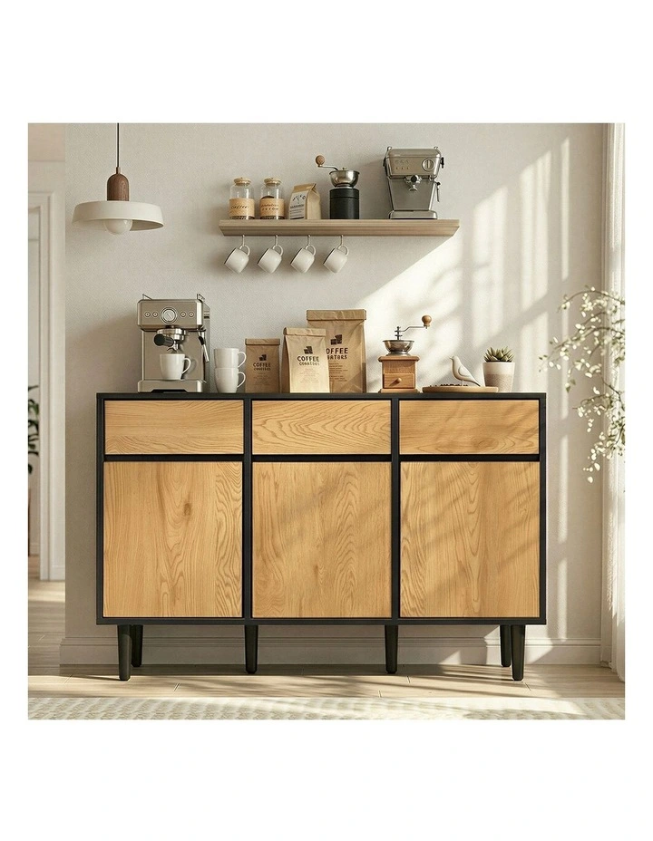 Oikiture Buffet Sideboard Storage Cabinet Cupboard 3 Drawers image 7