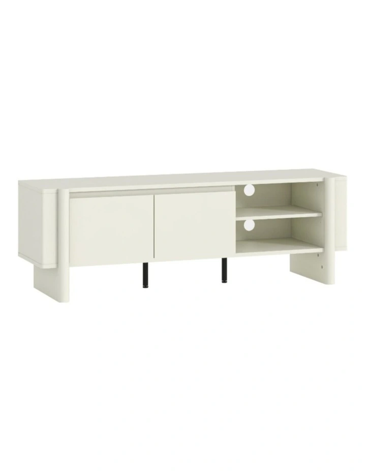 TV Entertainment Unit Storage TV Cabinet Open Shelves 150 CM - Foil-laminated Particleboard / white image 1