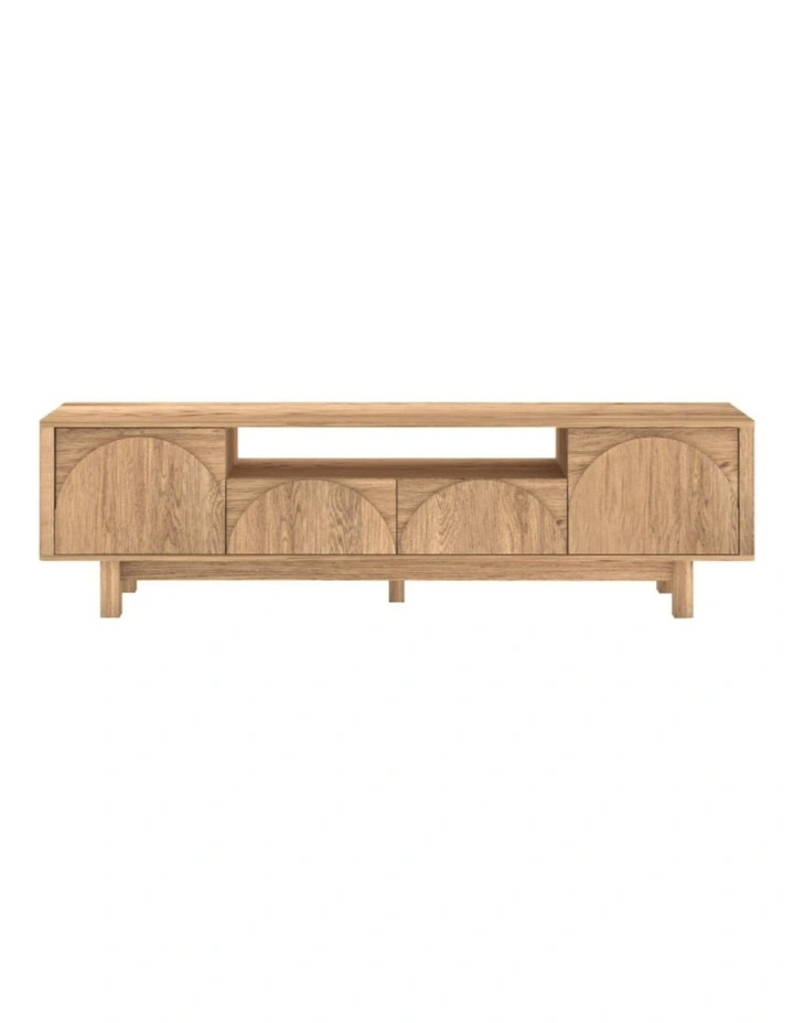 Arched TV Entertainment Unit TV Cabinet 180 CM - Foil-laminated Particleboard & MDF / oak image 1