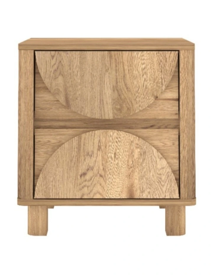 Arched 2 Drawers Bedside Table - Foil-laminated Particleboard & MDF / oak image 1
