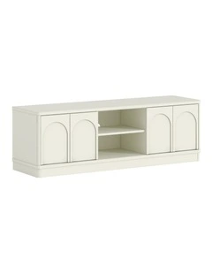 Pearl White TV Entertainment Unit Open Shelves TV Cabinet - Foil-laminated Particleboard & MDF