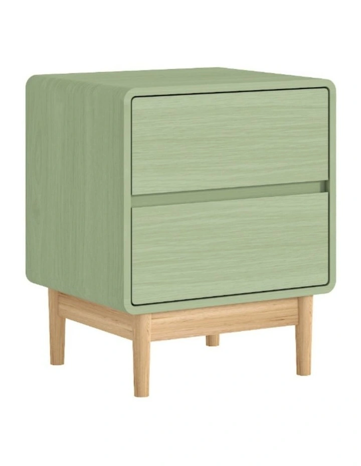 Bedside Table | 2 Drawers Dresser Modern Nightstand - green / Foil-laminated Particleboard & MDF image 1