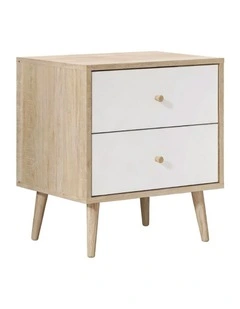 ADRIANA Nightstand with 2 Drawers Bedside Table Bedroom - Foil-laminated Particleboard & MDF / white