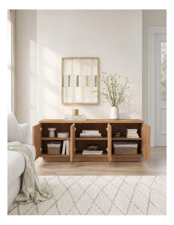 TV Entertainment Unit TV Cabinet with Open Shelves 150CM - Foil-laminated Particleboard & MDF / oak image 3