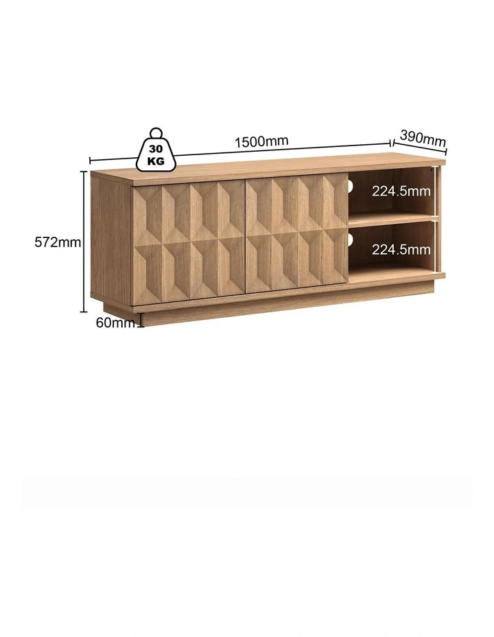 TV Entertainment Unit TV Cabinet with Open Shelves 150CM - Foil-laminated Particleboard & MDF / oak image 6