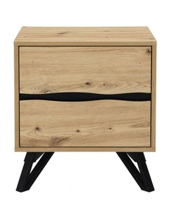 Grayson Two Drawer Bedside Table - Foil-laminated Particleboard & MDF / natural oak