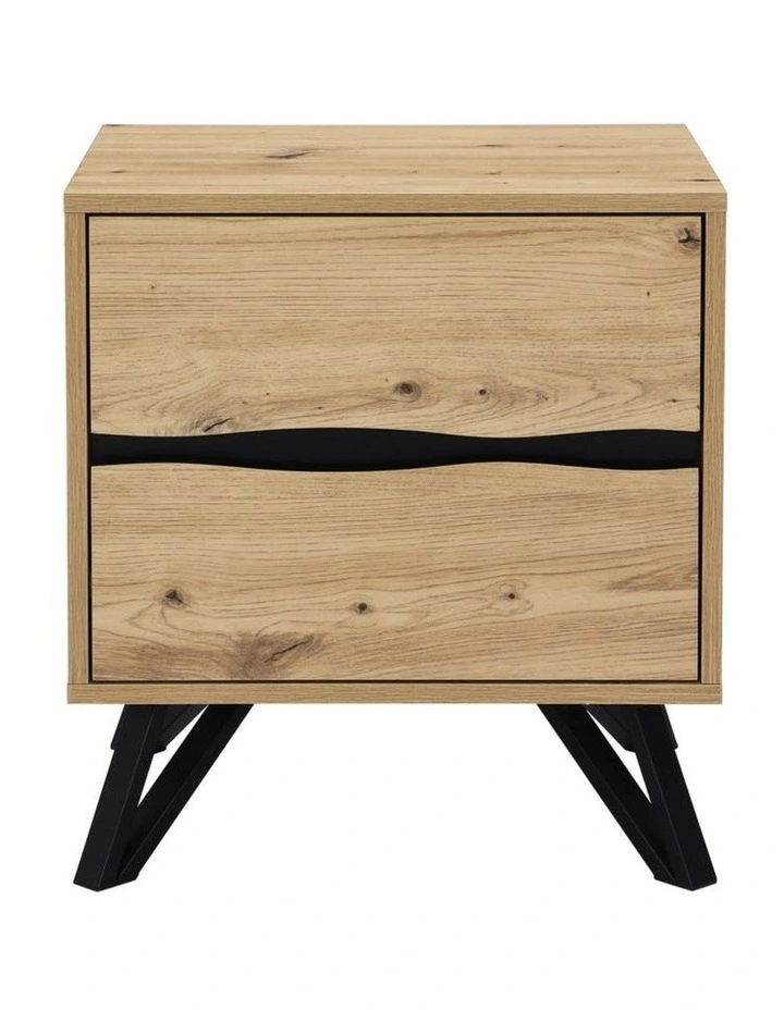 Grayson Two Drawer Bedside Table - Foil-laminated Particleboard & MDF / natural oak image 1