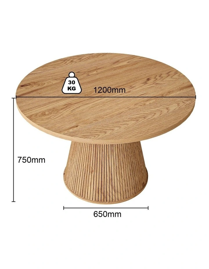 Round Dining Table for 4 | Fluted Dining Kitchen Table - Foil-laminated Particleboard & MDF / oak image 5
