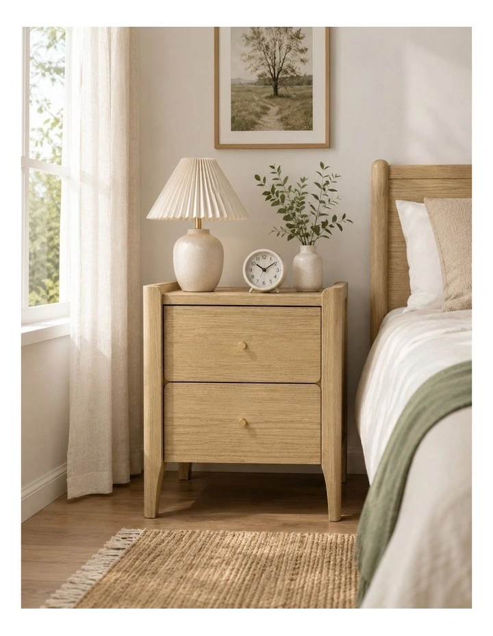 Light Oak Bedside Table With Gallery Top - Bedroom Storage - Foil-laminated Particleboard & MDF image 3