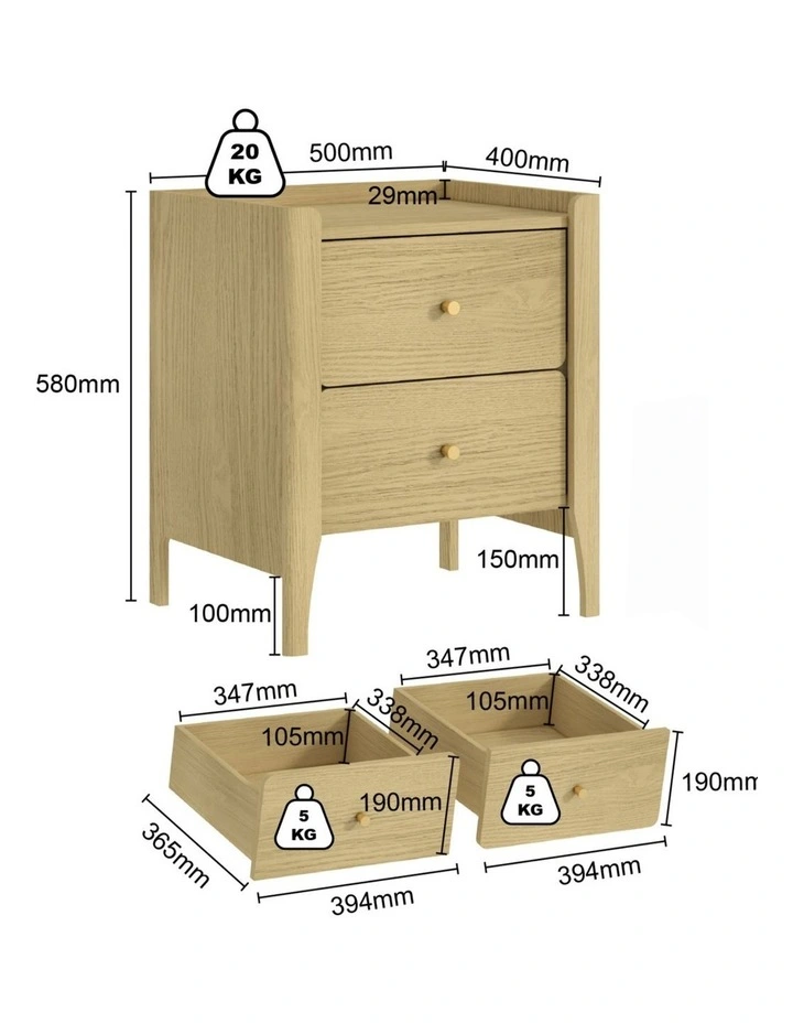 Light Oak Bedside Table With Gallery Top - Bedroom Storage - Foil-laminated Particleboard & MDF image 5