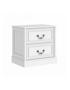 Bedside Table with 2 Drawers Bedroom Living Room Storage- Foil-laminated Particleboard & MDF / white