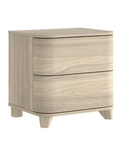 Arden Natural Oak 2 Drawer Curved Front Bedside Table - Foil-laminated Particleboard & MDF