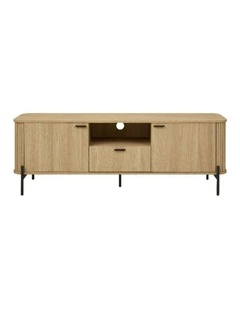 Fluted TV Entertainment Unit TV Cabinet Natural Oak 160CM - Foil-laminated Particleboard & MDF