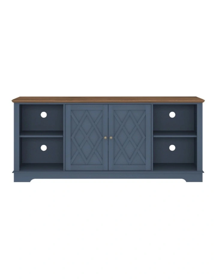 Navy Blue TV Cabinet Entertainment Unit Storage Cabinet - Foil-laminated Particleboard & MDF image 1