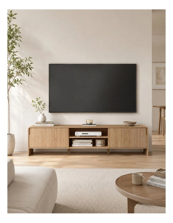 TV Entertainment Unit TV Cabinet L180CM - Foil-laminated Particleboard & MDF / oak image 3