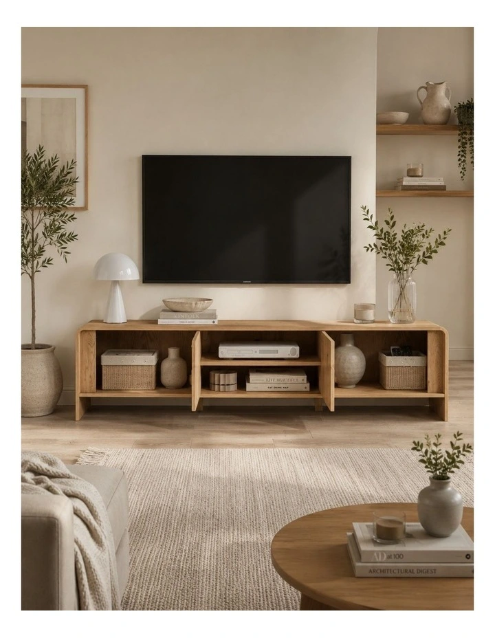 TV Entertainment Unit TV Cabinet L180CM - Foil-laminated Particleboard & MDF / oak image 4
