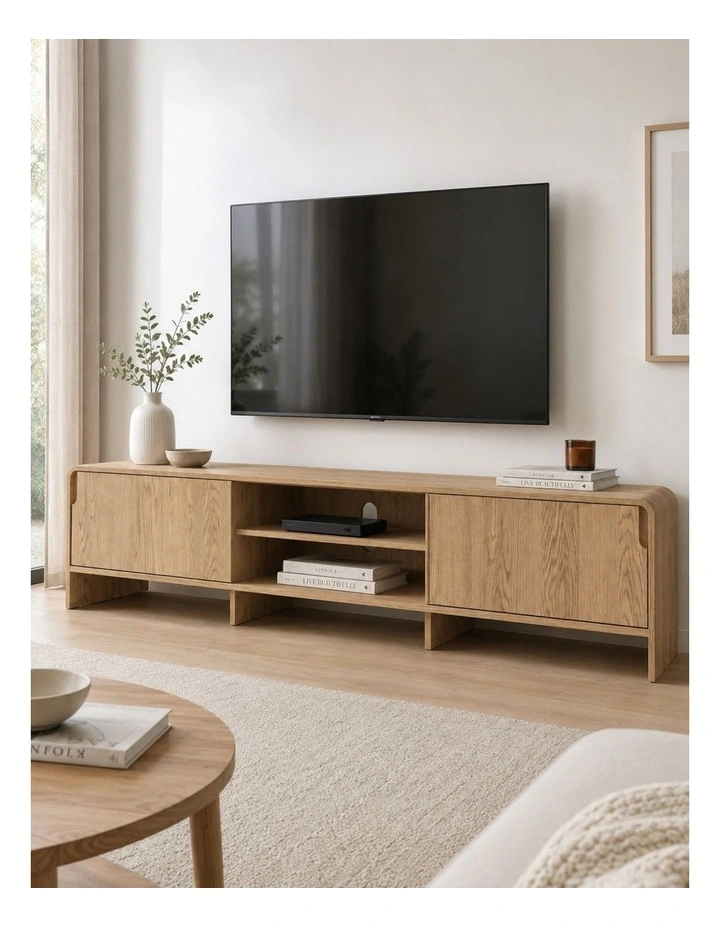TV Entertainment Unit TV Cabinet L180CM - Foil-laminated Particleboard & MDF / oak image 6