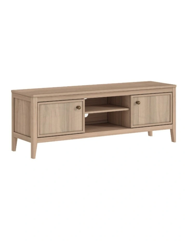 TV Entertainment Unit with 2 Doors Storage TV Cabinet with Open Shelves 140CM image 1