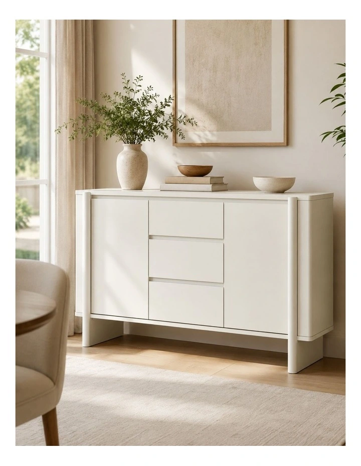 Large Sideboard 150cm Cupboard | Spacious Storage Solution - Foil-laminated Particleboard / white image 3