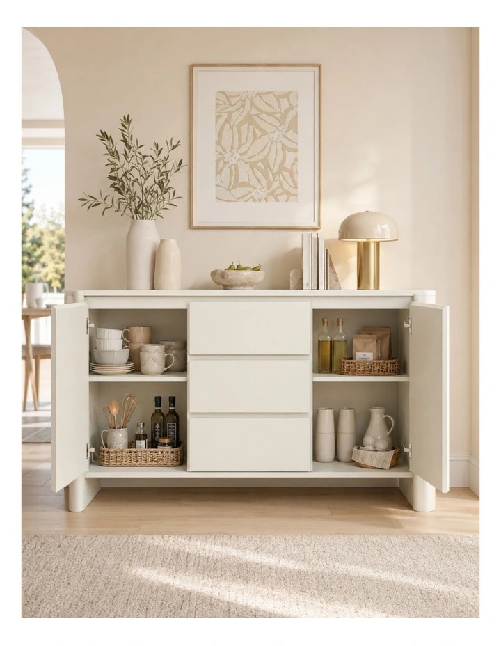 Large Sideboard 150cm Cupboard | Spacious Storage Solution - Foil-laminated Particleboard / white image 4