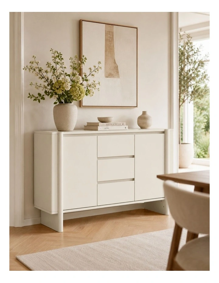 Large Sideboard 150cm Cupboard | Spacious Storage Solution - Foil-laminated Particleboard / white image 5