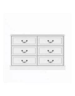 6 Chest of Drawers Lowboy Dresser Storage Cabinet Bedroom White - Foil-laminated Particleboard & MDF