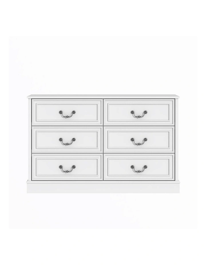 6 Chest of Drawers Lowboy Dresser Storage Cabinet Bedroom White - Foil-laminated Particleboard & MDF image 1