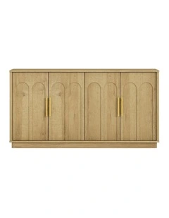 Modern Oak 150cm Sideboard With Arched Detail & Gold Handles - Foil-laminated Particleboard & MDF
