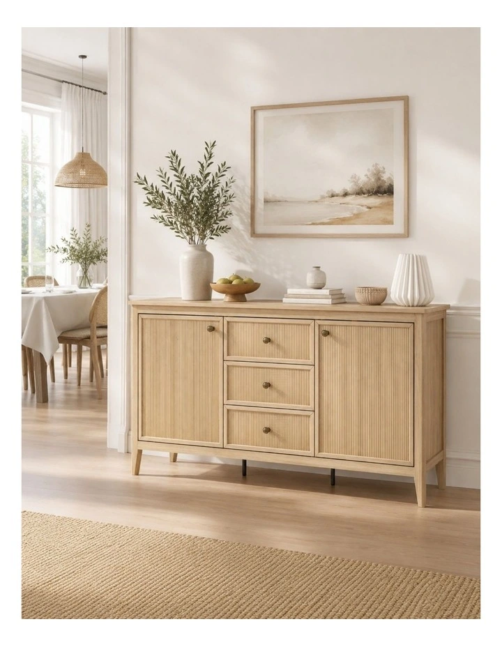 Buffet Sideboard Cabinet 150cm Cupboard - Foil-laminated Particleboard & MDF / oak image 5