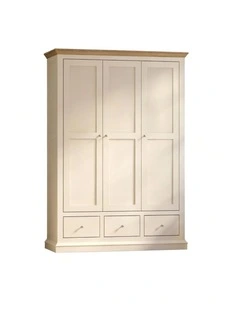Hannah French Provincial 3-Door 3-Drawer Wardrobe - Foil-laminated Particleboard & MDF / Cream white