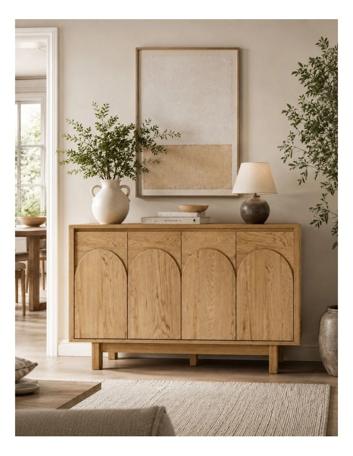 4 Door Buffet Sideboard L150cm - Foil-laminated Particleboard & MDF / oak image 3