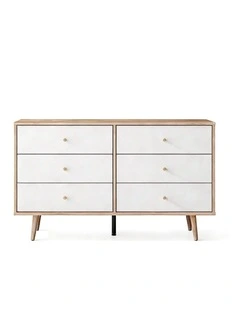 Adriana Chest of 6 Drawers Dresser Lowboy Scandinavian style