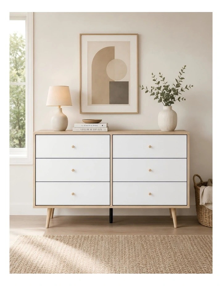 Adriana Chest of 6 Drawers Dresser Lowboy Scandinavian style image 5