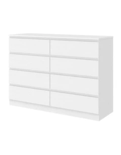 8 Chest of Drawers White Dresser - Foil-laminated Particleboard & MDF