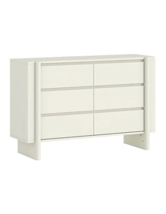 6 Drawer Chest of Drawers Lowboy Dresser Storage Cabinet White - Foil-laminated Particleboard & MDF