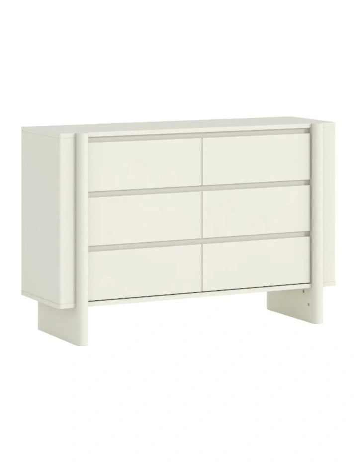 6 Drawer Chest of Drawers Lowboy Dresser Storage Cabinet White - Foil-laminated Particleboard & MDF image 1