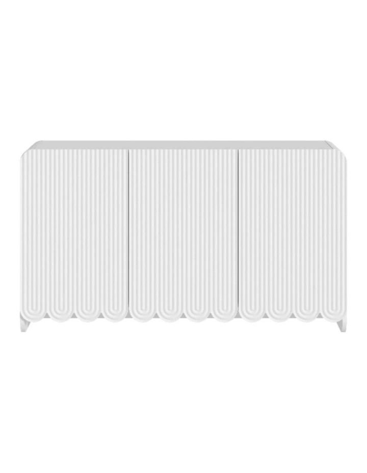 White Sideboard - Fluted Buffet Cabinet Modern Storage Cabinet - Foil-laminated Particleboard & MDF image 1