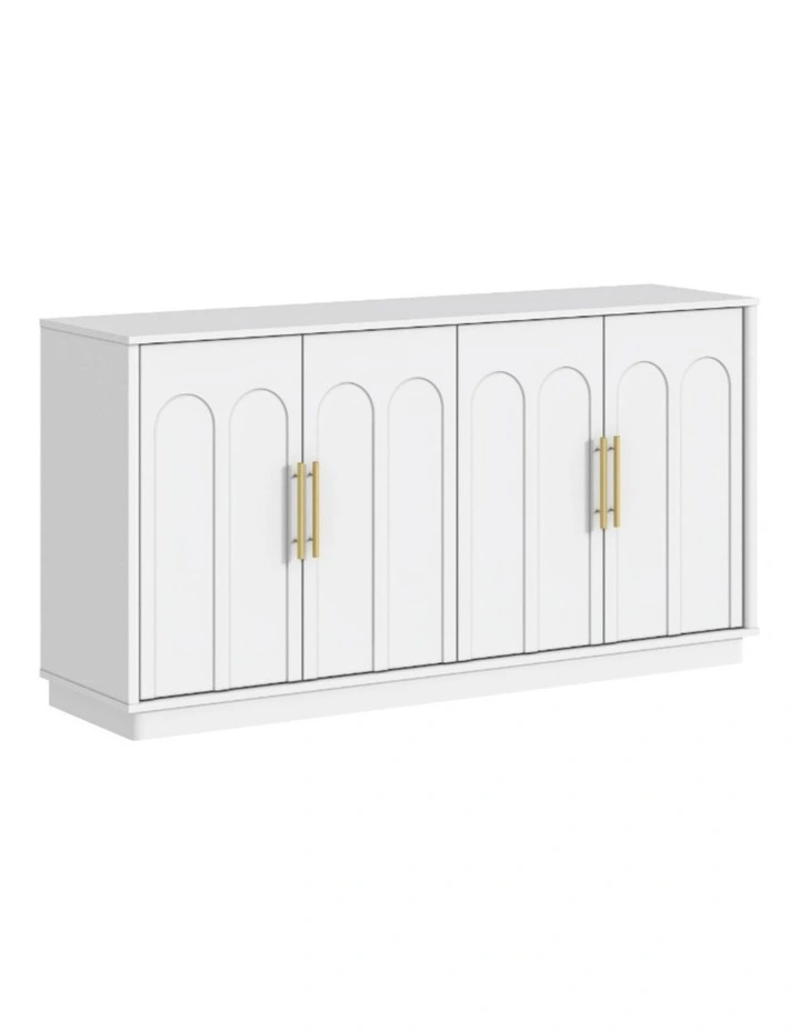4 Door Buffet Sideboard Cabinet 150cm White Cupboard - Foil-laminated Particleboard & MDF image 1