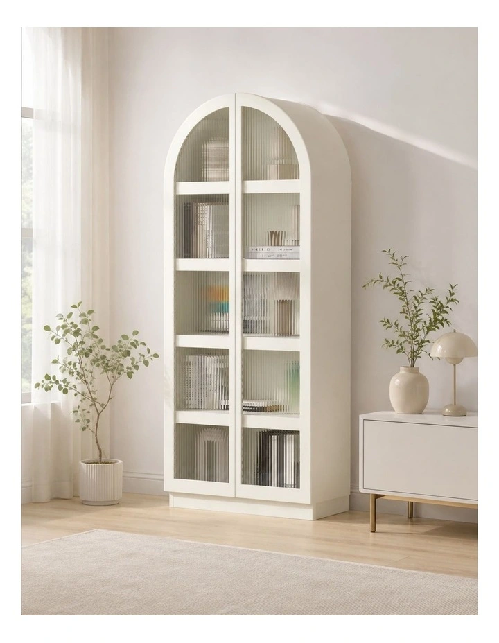 Bookcase Display Cabinet Floor Standing 5 Tier Shelves - Foil-laminated Particleboard & MDF / white image 3