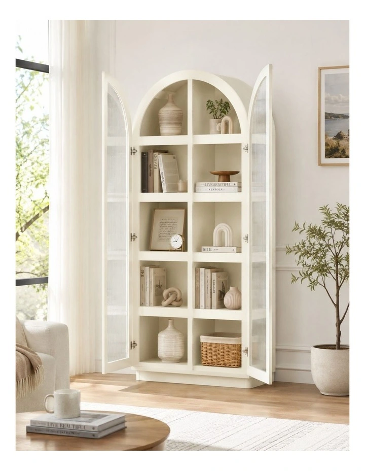 Bookcase Display Cabinet Floor Standing 5 Tier Shelves - Foil-laminated Particleboard & MDF / white image 5