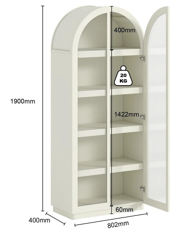 Bookcase Display Cabinet Floor Standing 5 Tier Shelves - Foil-laminated Particleboard & MDF / white image 6