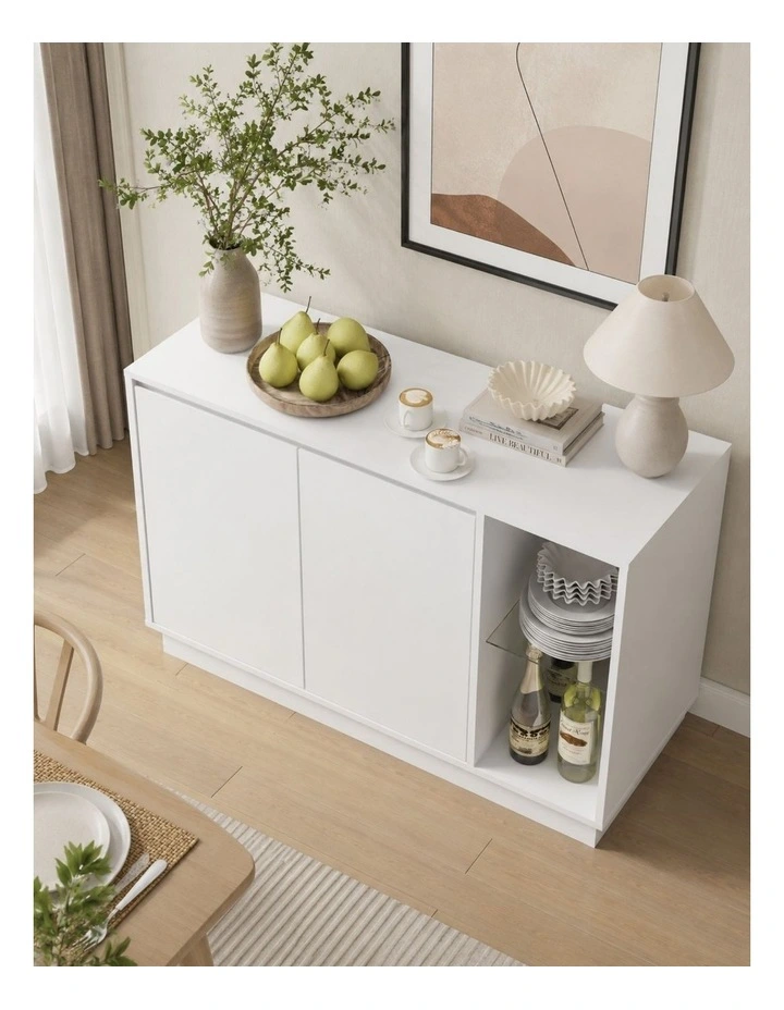White Buffet Sideboard Storage Cabinet Cupboard Kitchen Hallway Table Doors image 5