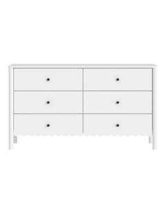 6-drawer Dresser In White With Scalloped Detail - Foil-laminated Particleboard & MDF