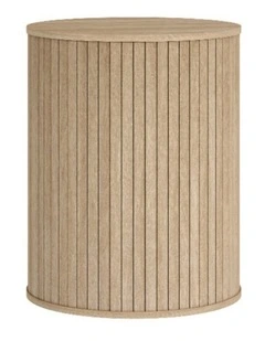 Ribbed Timber Side Table - Natural Oak - Foil-laminated Particleboard & MDF