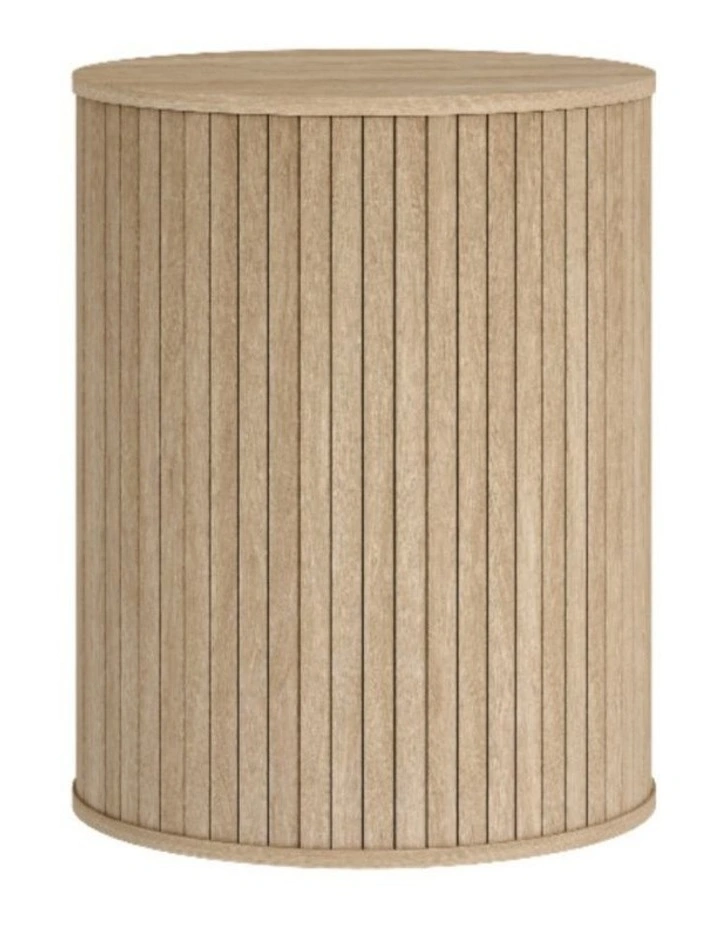 Ribbed Timber Side Table - Natural Oak - Foil-laminated Particleboard & MDF image 1
